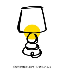 continuous line drawing yellow light lamp (concept idea) business (Home decoration) vector illustration icon