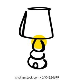 continuous line drawing yellow light lamp (concept idea) business (Home decoration) vector illustration icon