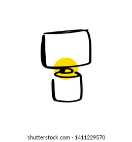 continuous line drawing yellow light lamp (concept idea) business (Home decoration) vector illustration icon