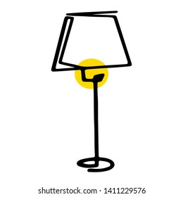 continuous line drawing yellow light lamp (concept idea) business (Home decoration) vector illustration icon