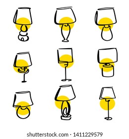 continuous line drawing yellow light lamp (concept idea) business (Home decoration) vector illustration icon