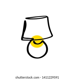 continuous line drawing yellow light lamp (concept idea) business (Home decoration) vector illustration icon
