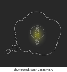 continuous line drawing of a yellow light bulb conceptual business ideas.
linear style and Hand drawn Vector illustrations, Black background