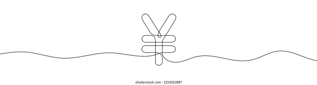 Kontinuierliche Zeichnung der Symbolwährung Yen. Line Art des japanischen Yen Schildes. Ein zeilenträchtiger Hintergrund. Vektorgrafik.