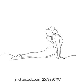 Continuous line drawing of yoga. women yoga. a woman meditating on a white background. concept of yoga, meditation, healthy body, and relaxation.