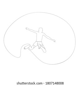 Continuous line drawing of Young boy jumping from a high place. Daredevil and Risk concept