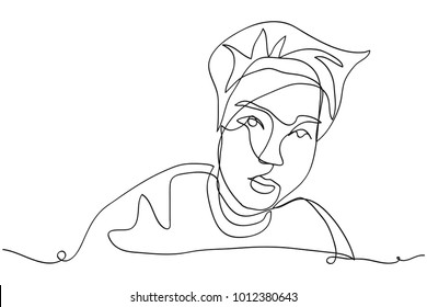 continuous line drawing of young man