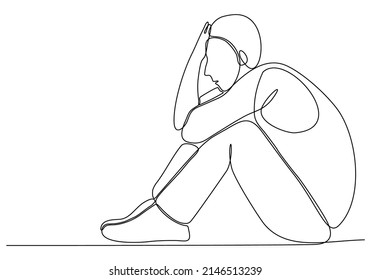 Continuous Line Drawing Young Man Feeling Stock Vector (Royalty Free ...