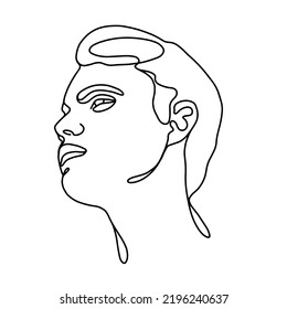 dibujo de línea continua del retrato de un joven sobre fondo blanco