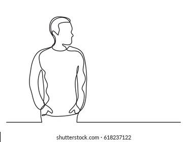 Continuous Line Drawing Of Young Man