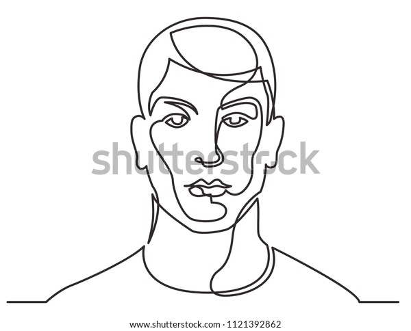 Continuous Line Drawing Young Man Portrait Stock Vector (Royalty Free ...