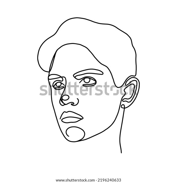 Continuous Line Drawing Young Man Portrait Stock Vector (Royalty Free ...