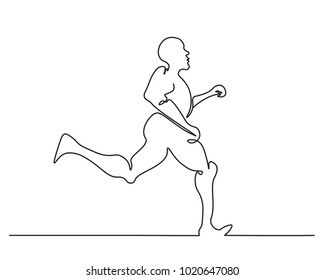 continuous line drawing of young running man