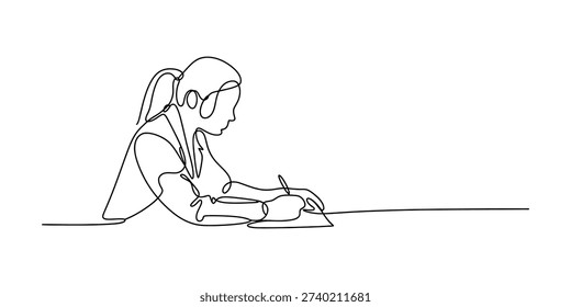 Continuous line drawing young