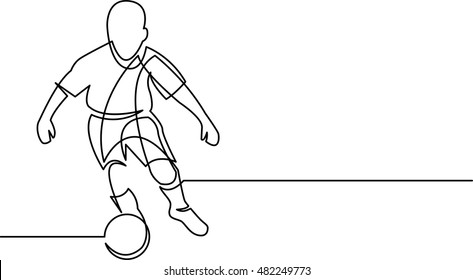 continuous line drawing of youth soccer player