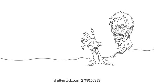 Continuous line drawing zombie