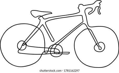 Durchgehende Linienzeichnungen eines Fahrrades.Minimalismus der Vektorgrafik.Abstrakte 1-zeilige Zeichnung mit Fahrrad