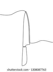 continuous line drawings of kitchen utensils or cooking utensils. illustration of an isolated knife set on a white background. vector of one knife line