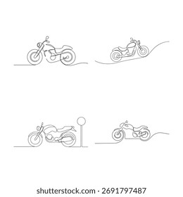 Linha contínua desenhos motocicletas Veículo de bicicleta de linha única