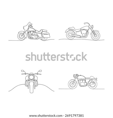 Continuous line drawings motorcycles in Single line bike vehicle 2
