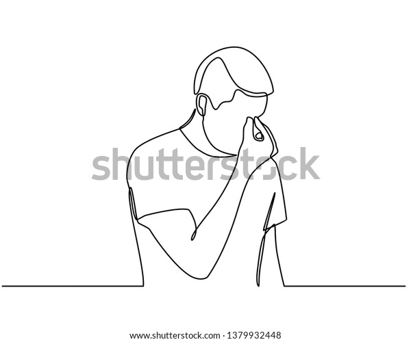 Continuous Line Drawings Young Men Feeling Stock Vector (Royalty Free ...