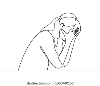 Continuous Line Drawings Young Woman Feeling Stock Vector (Royalty Free ...