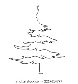 Continuous line drawn Christmas tree. Abstract Fir.
New Year in a modern minimalist style. Isolated Vector Illustration on a white Background