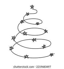 Continuous line drawn Christmas tree  Abstract Fir 
New Year in modern minimalist style  Isolated Vector Illustration white Background