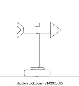 Flecha de señalización dibujada en línea continua Concepto de viaje