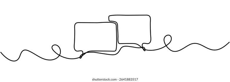 Continuous line drawn speech bubbles. Chat symbol. Communication concept. Vector illustration isolated on white.	
