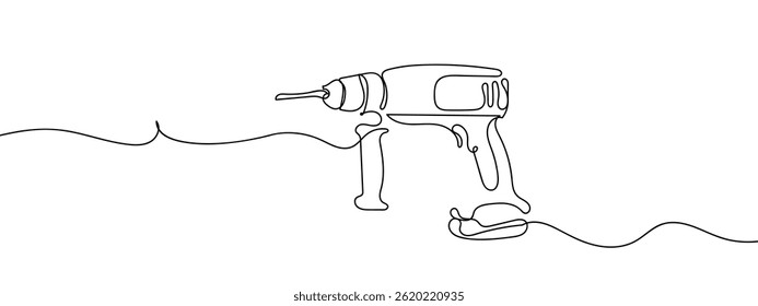 Continuous line, drill, tools Simple lines, transparent background.