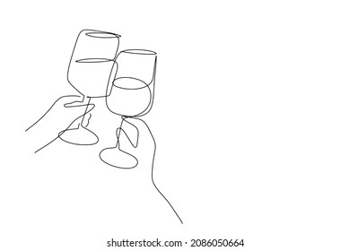 continuous line drink wine party celebrate feast
new year birthday happy concept wine shop catering hand drawn illustration vector