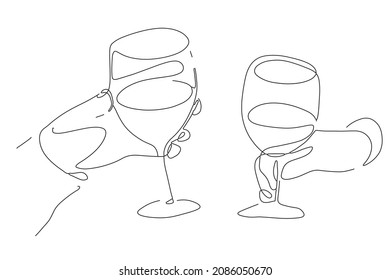 continuous line drink wine party celebrate feast
new year birthday happy concept wine shop catering hand drawn illustration vector