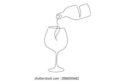 continuous line drink wine party celebrate feast
new year birthday happy concept wine shop catering hand drawn illustration vector