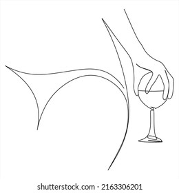 Continuous line drink wine party celebrate feast new year birthday happy concept wine shop catering hand drawn illustration vector