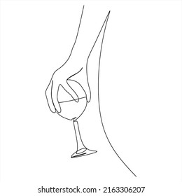 Continuous line drink wine party celebrate feast new year birthday happy concept wine shop catering hand drawn illustration vector