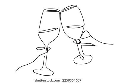 continuous line drink wine party celebrate feast
new year's birthday happy concept wine shop catering hand drawn illustration vector