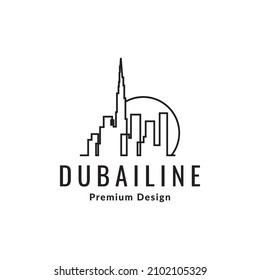 Continuous Line Dubai City Building Logo Design Vector Graphic Symbol Icon Illustration Creative Idea