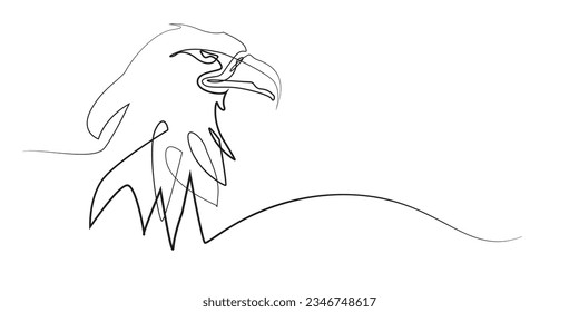 continuous line of eagle head.one line drawing of eagle head.isolated white background