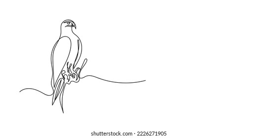 continuous line eagle perching.line art eagle perching on a branch