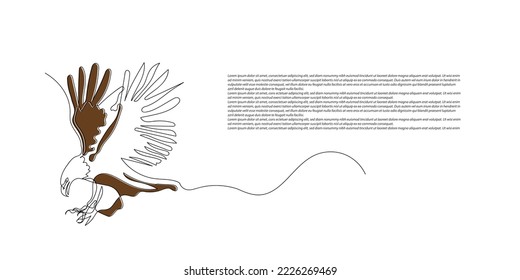 continuous line of eagles. one line drawing of eagle flying ready to hunt prey