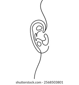 continuous line ear. ear outline art