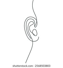 continuous line ear. ear outline art