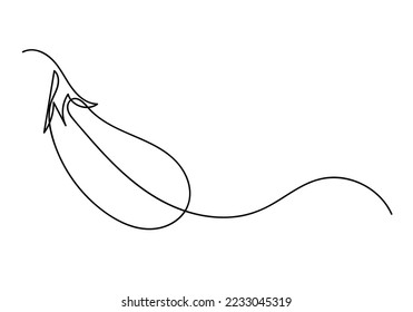 berenjenas de línea continua. dibujo de una línea de vegetación de berenjenas moradas. arte de línea abstracta de verduras verdes