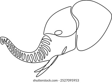 Linha contínua de cabeça de elefante. Ilustração vetorial em uma linha. Desenhado à mão