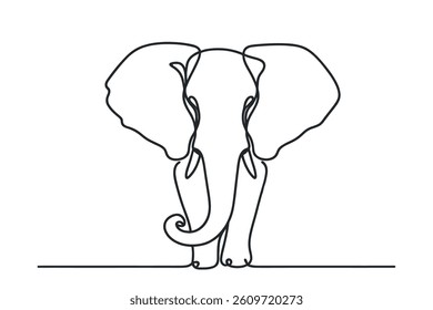 Continuous line elephant. vector illustration.