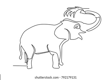 Continuous Line Elephant Water Himself Drawn Stock Vector (Royalty Free ...