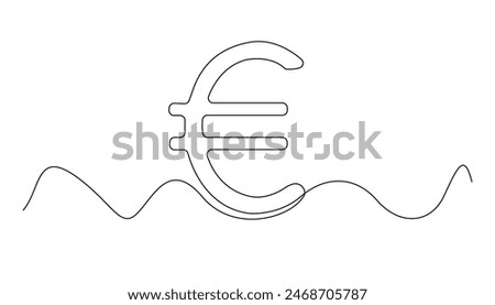 continuous line euro icon.one line drawing of euro money.single line euro emblem, isolated white background
