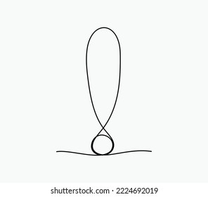 Continuous line exclamation mark drawn single black line One line, vector illustration