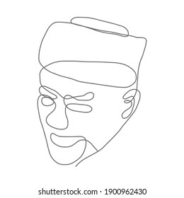 Continuous line or Face Line drawing sets of faces and facial gestures, handsome men minimalist illustration, slogan print graphic style design